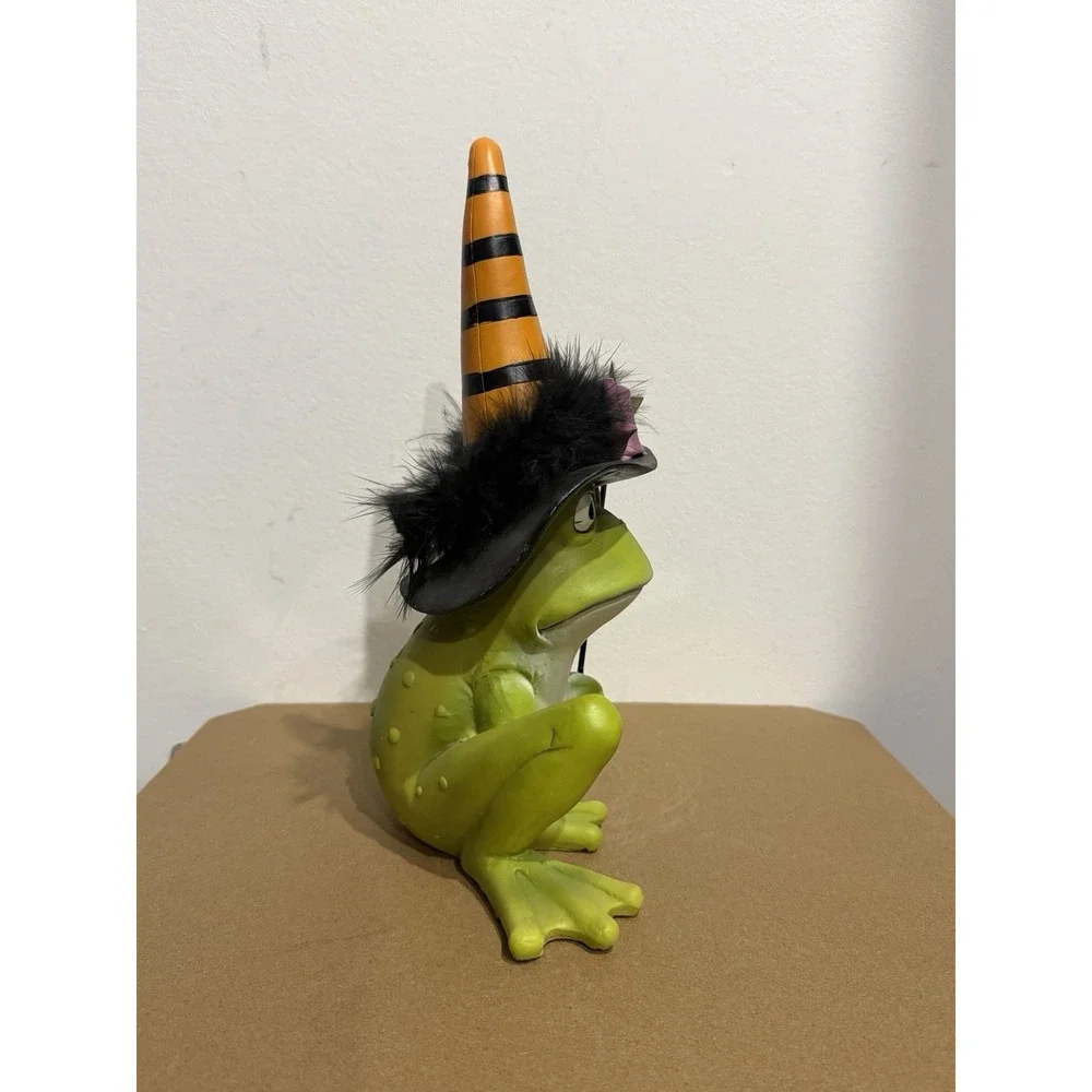 Eerie Charm Halloween Frog Witch w/ Wand Figurine Resin Home Decor 12 in